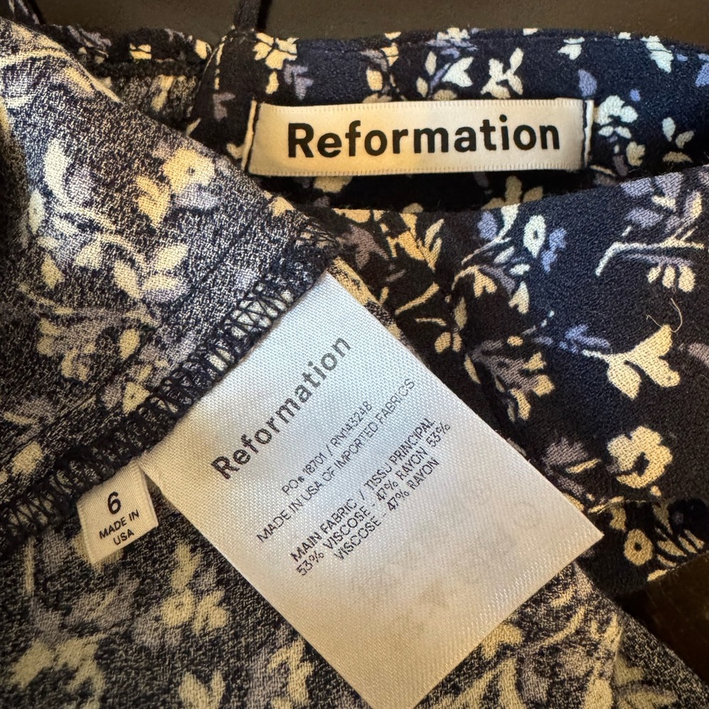 Reformation Saskia fit & flare Navy Floral Mini Dress - Picture 12 of 16
